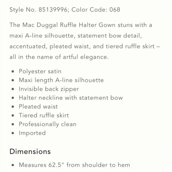 Mac Duggal Ruffle Halter Dress Saphire size 4 NWT - Picture 9 of 9